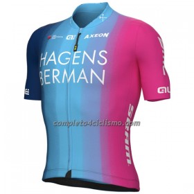 Maglia 2022 Hagens Berman Axeon Manica Corta Fucsia Azzurra